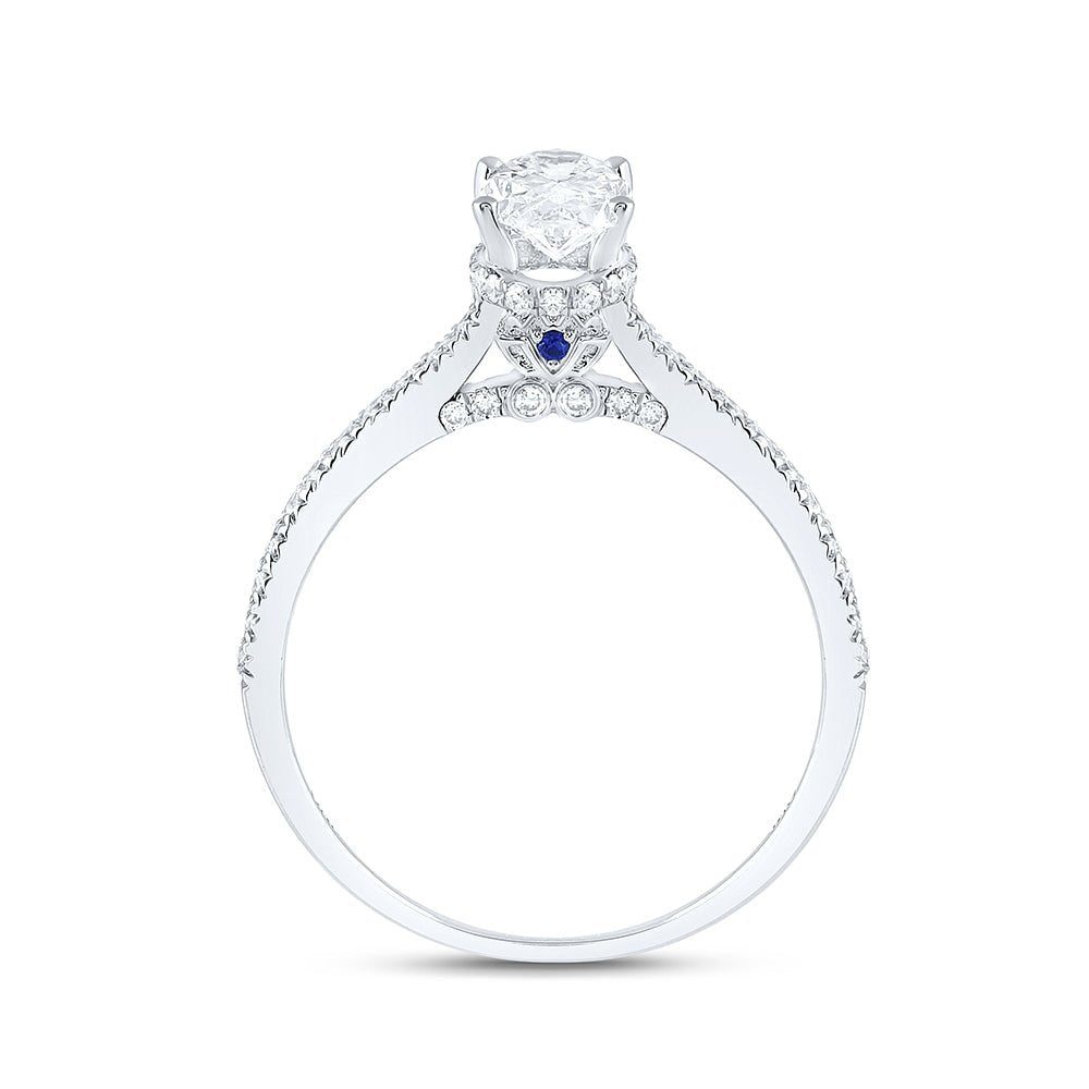 14K White Gold Oval Diamond Oval Engagement Ring 1 Cttw - Splendid Jewellery