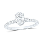 14K White Gold Oval Diamond Oval Engagement Ring 1 Cttw - Splendid Jewellery