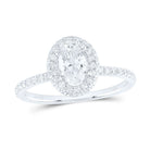 14K White Gold Oval Diamond Single Halo Engagement Ring 1 Cttw - Splendid Jewellery