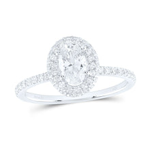 Load image into Gallery viewer, 14K White Gold Oval Diamond Single Halo Engagement Ring 1 Cttw - Splendid Jewellery