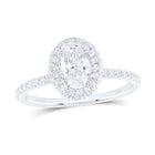 14K White Gold Oval Diamond Single Halo Engagement Ring 1 Cttw - Splendid Jewellery