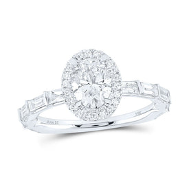 14K White Gold Oval Diamond Single Halo Engagement Ring 2 Cttw - Splendid Jewellery