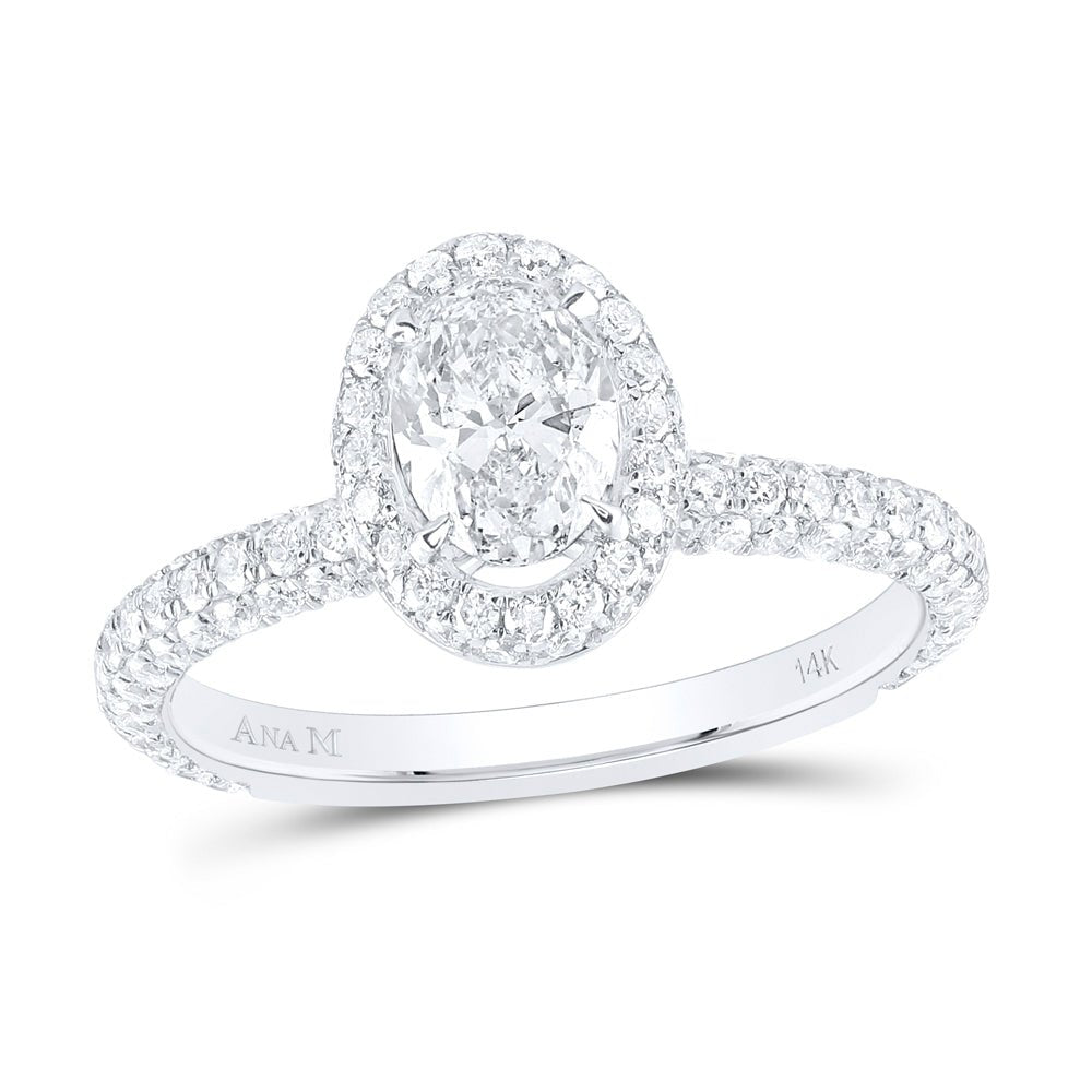 14K White Gold Oval Diamond Solitaire Bridal Wedding Engagement Ring 1 1 3/4 Cttw - Splendid Jewellery