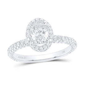 14K White Gold Oval Diamond Solitaire Bridal Wedding Engagement Ring 1 1 3/4 Cttw - Splendid Jewellery
