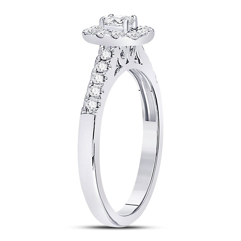 14K White Gold Oval Diamond Solitaire Bridal Wedding Engagement Ring (Certified) 1/2 Cttw - Splendid Jewellery