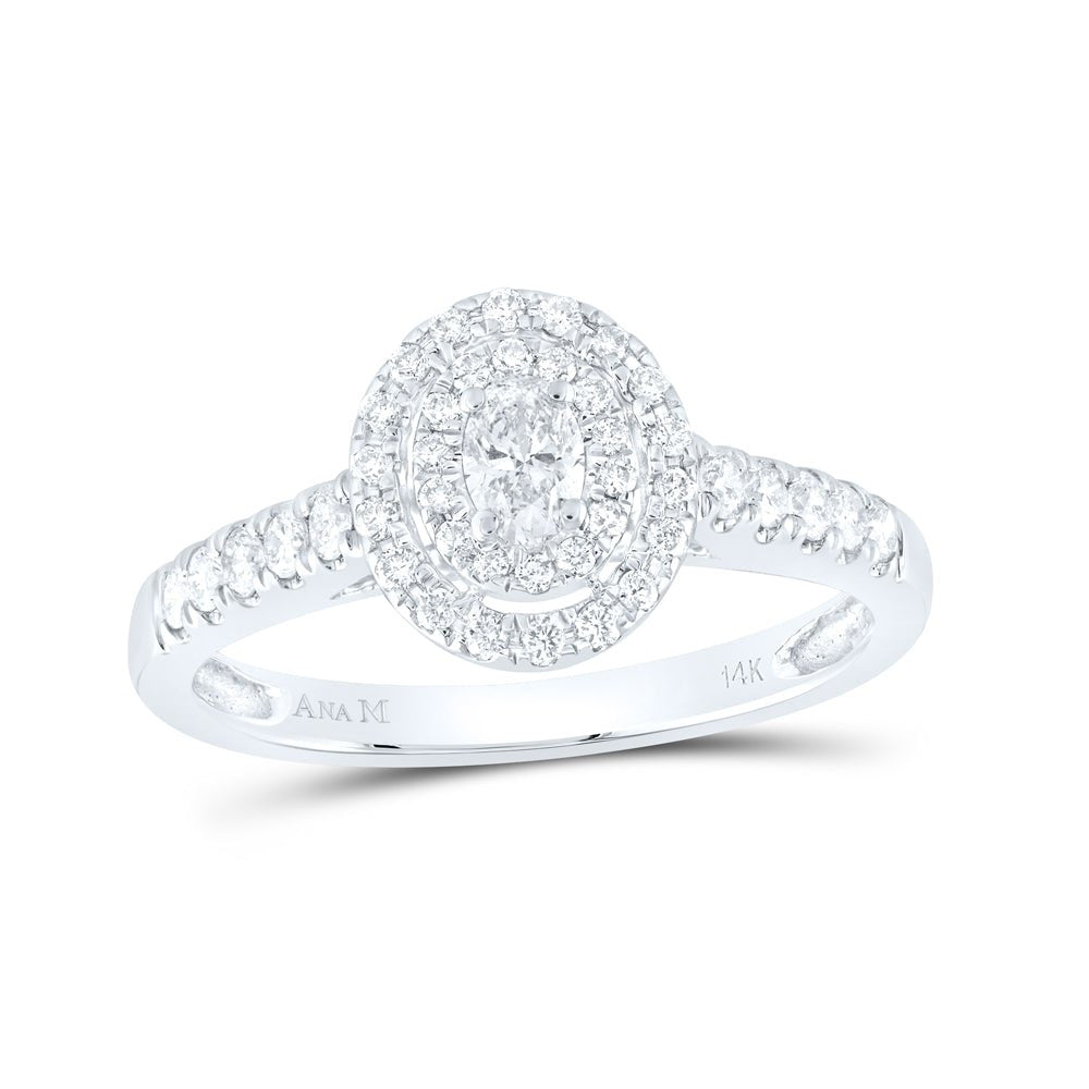 14K White Gold Oval Diamond Solitaire Bridal Wedding Engagement Ring (Certified) 1/2 Cttw - Splendid Jewellery