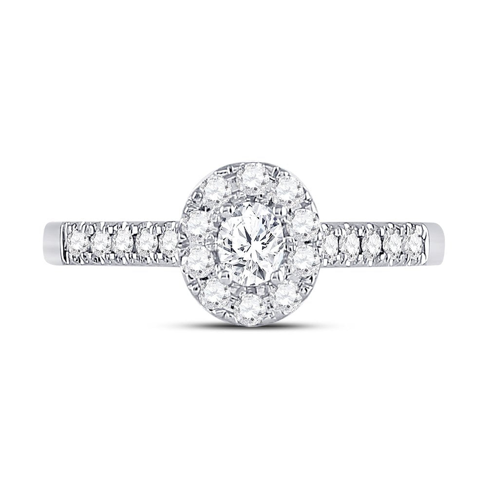 14K White Gold Oval Diamond Solitaire Bridal Wedding Engagement Ring (Certified) 1/2 Cttw - Splendid Jewellery