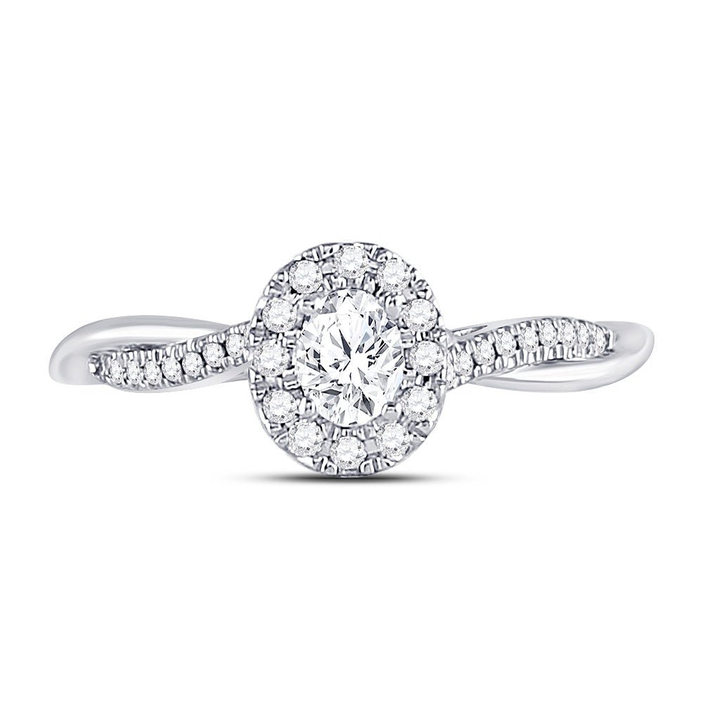 14K White Gold Oval Diamond Solitaire Bridal Wedding Engagement Ring (Certified) 1/3 Cttw - Splendid Jewellery