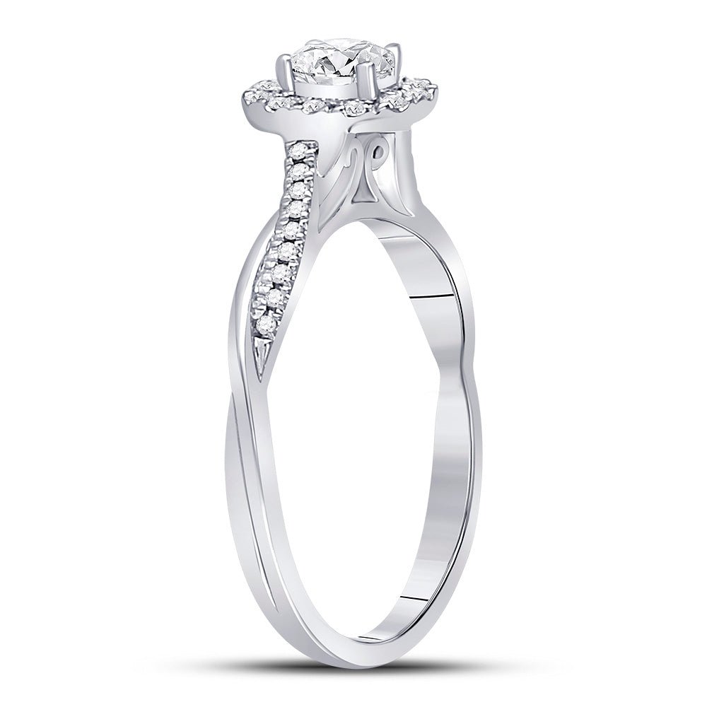 14K White Gold Oval Diamond Solitaire Bridal Wedding Engagement Ring (Certified) 1/3 Cttw - Splendid Jewellery
