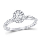 14K White Gold Oval Diamond Solitaire Bridal Wedding Engagement Ring (Certified) 1/3 Cttw - Splendid Jewellery