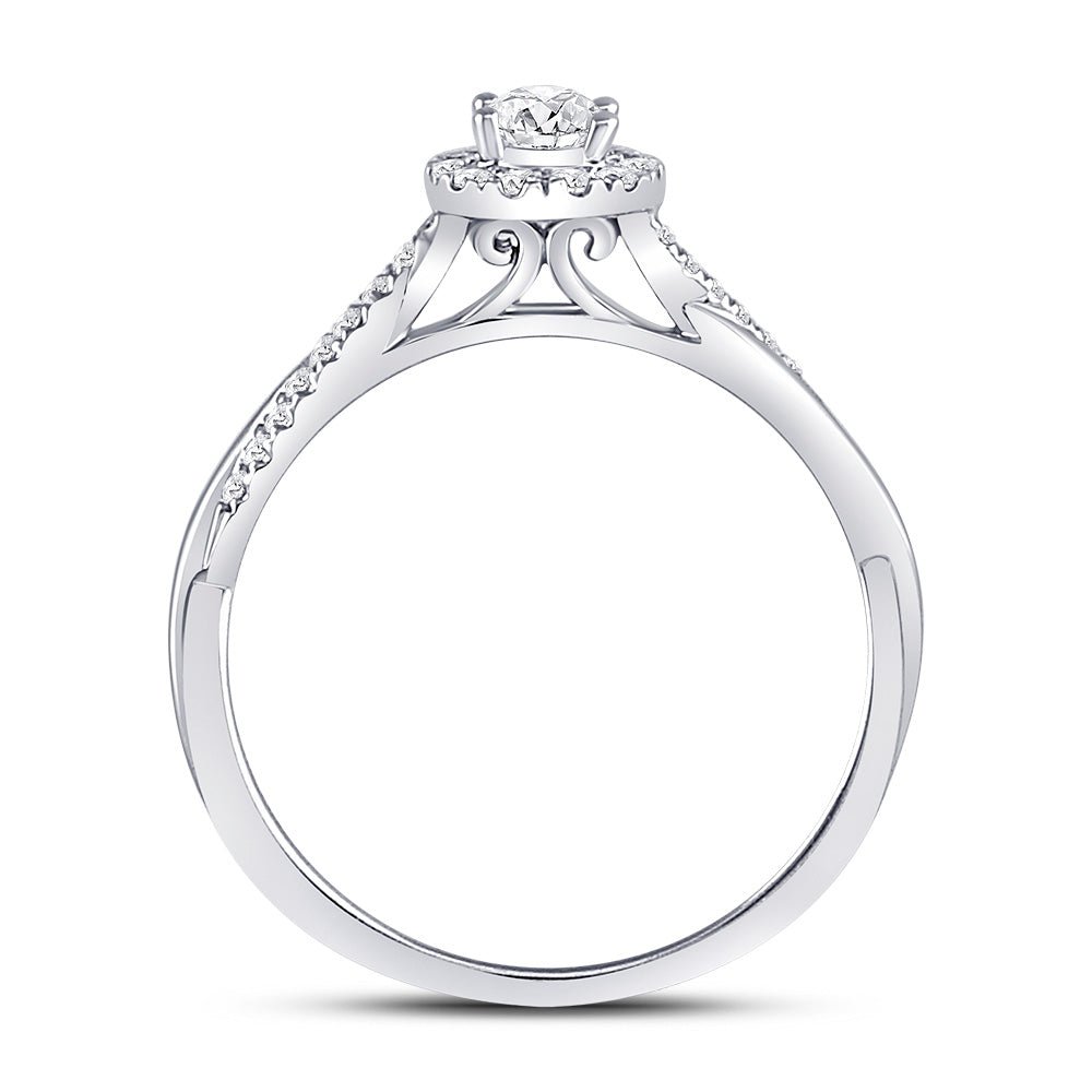 14K White Gold Oval Diamond Solitaire Bridal Wedding Engagement Ring (Certified) 1/3 Cttw - Splendid Jewellery