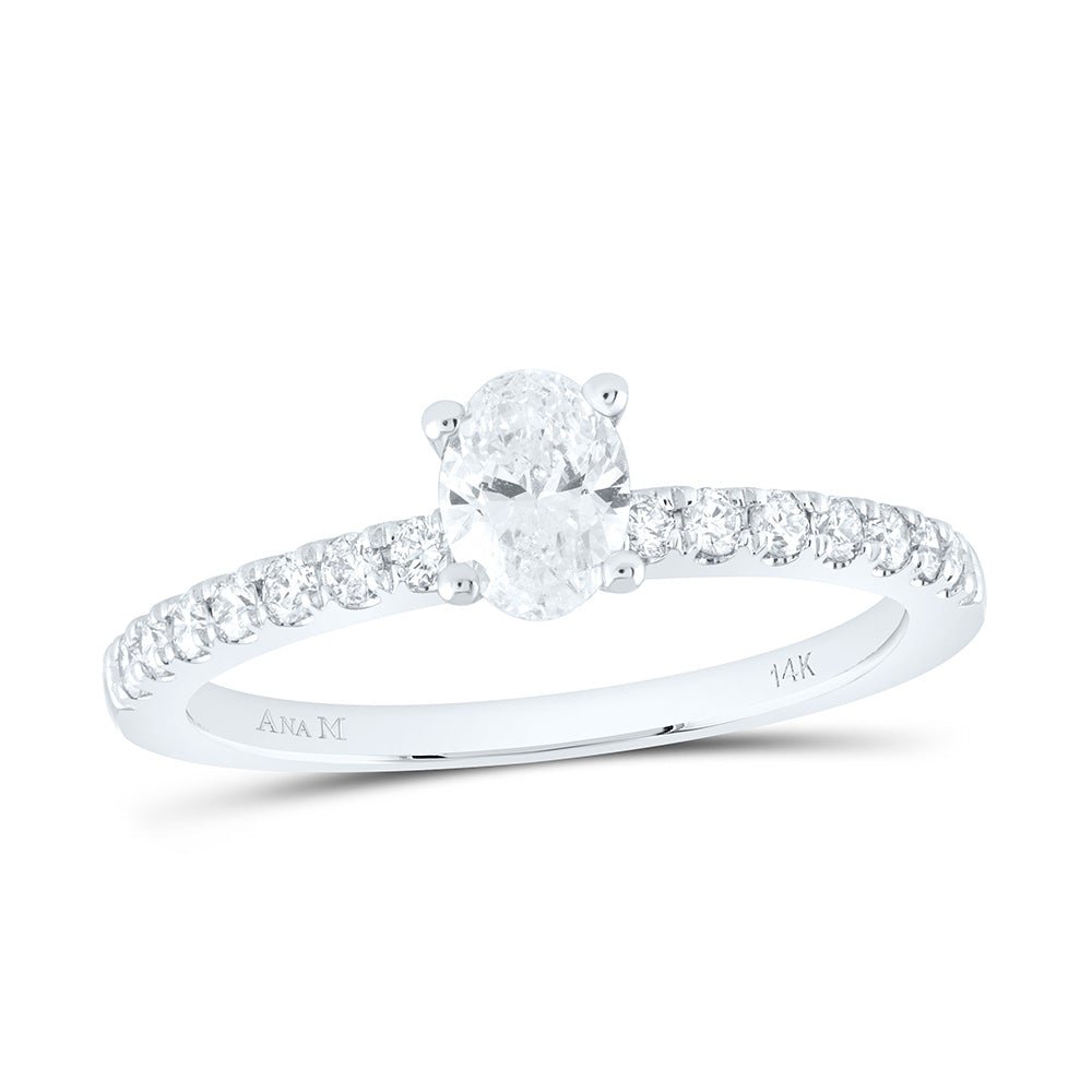 14K White Gold Oval Diamond Women's Oval Solitaire Bridal Wedding Engagement Ring (Certified) 3/4 Cttw - Splendid Jewellery