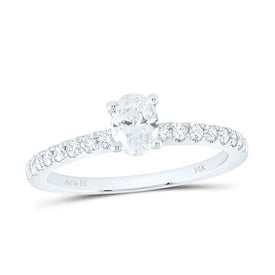 14K White Gold Oval Diamond Women's Oval Solitaire Bridal Wedding Engagement Ring (Certified) 3/4 Cttw - Splendid Jewellery