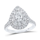 14K White Gold Pear Diamond Engagement Double Halo Ring Cert 1 3/4 Cttw - Splendid Jewellery