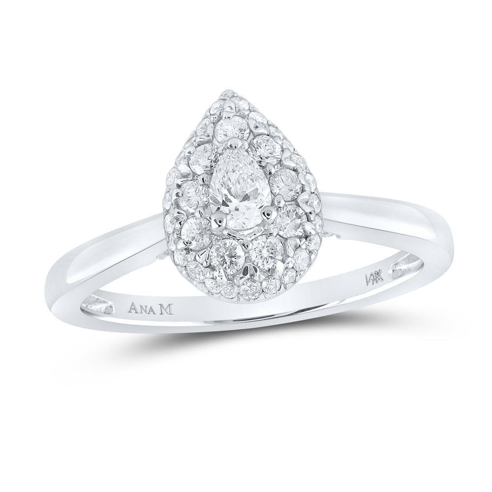 14K White Gold Pear Diamond Engagement Ring 1/2 Cttw - Splendid Jewellery
