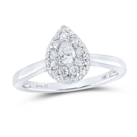 14K White Gold Pear Diamond Engagement Ring 1/2 Cttw - Splendid Jewellery