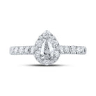 14K White Gold Pear Diamond Engagement Single Halo 1 Cttw - Splendid Jewellery