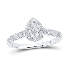 Load image into Gallery viewer, 14K White Gold Pear Diamond Engagement Single Halo 1 Cttw - Splendid Jewellery