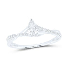 14K White Gold Pear Diamond No Halo Engagement Ring 3/8 Cttw - Splendid Jewellery