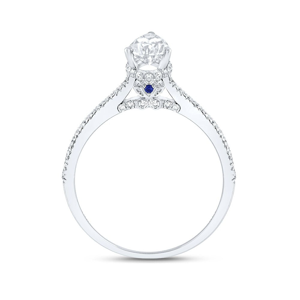 14K White Gold Pear Diamond Pear Engagement Ring 1 Cttw - Splendid Jewellery