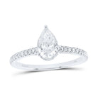 14K White Gold Pear Diamond Pear Engagement Ring 1 Cttw - Splendid Jewellery