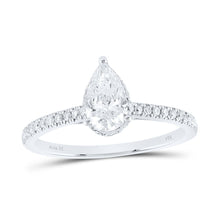 Load image into Gallery viewer, 14K White Gold Pear Diamond Pear Engagement Ring 1 Cttw - Splendid Jewellery