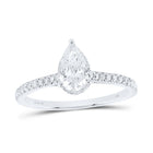 14K White Gold Pear Diamond Pear Engagement Ring 1 Cttw - Splendid Jewellery