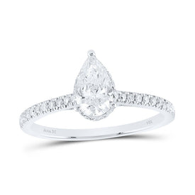 14K White Gold Pear Diamond Pear Engagement Ring 1 Cttw - Splendid Jewellery