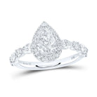 14K White Gold Pear Diamond Single Halo Engagement Ring 1 3/4 Cttw - Splendid Jewellery