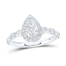 Load image into Gallery viewer, 14K White Gold Pear Diamond Single Halo Engagement Ring 1 3/4 Cttw - Splendid Jewellery