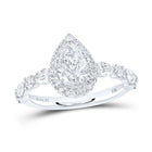 14K White Gold Pear Diamond Single Halo Engagement Ring 1 3/4 Cttw - Splendid Jewellery