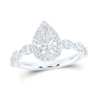 14K White Gold Pear Diamond Single Halo Engagement Ring 1 3/4 Cttw - Splendid Jewellery