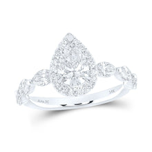 Load image into Gallery viewer, 14K White Gold Pear Diamond Single Halo Engagement Ring 1 3/4 Cttw - Splendid Jewellery