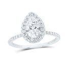 14K White Gold Pear Diamond Single Halo Engagement Ring 1 5/8 Cttw - Splendid Jewellery