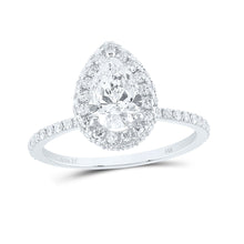 Load image into Gallery viewer, 14K White Gold Pear Diamond Single Halo Engagement Ring 1 5/8 Cttw - Splendid Jewellery