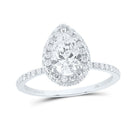 14K White Gold Pear Diamond Single Halo Engagement Ring 1 5/8 Cttw - Splendid Jewellery