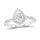 14K White Gold Pear Diamond Single Halo Engagement Ring 1 7/8 Cttw - Splendid Jewellery