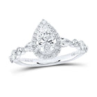 14K White Gold Pear Diamond Single Halo Engagement Ring 1 7/8 Cttw - Splendid Jewellery