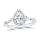 14K White Gold Pear Diamond Single Halo Engagement Ring 1 7/8 Cttw - Splendid Jewellery