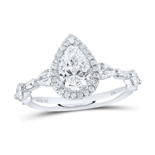 Load image into Gallery viewer, 14K White Gold Pear Diamond Single Halo Engagement Ring 1 7/8 Cttw - Splendid Jewellery