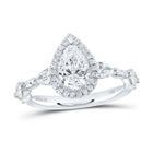 14K White Gold Pear Diamond Single Halo Engagement Ring 1 7/8 Cttw - Splendid Jewellery