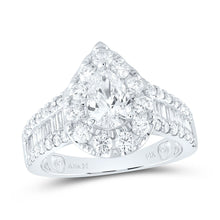 Load image into Gallery viewer, 14K White Gold Pear Diamond Single Halo Engagement Ring 2 Cttw - Splendid Jewellery