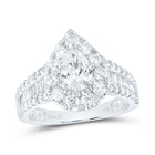 14K White Gold Pear Diamond Single Halo Engagement Ring 2 Cttw - Splendid Jewellery