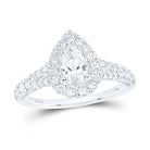 14K White Gold Pear Diamond Women's Pear Halo Bridal Wedding Engagement Ring 1 (Certified) 1 1/4 Cttw - Splendid Jewellery