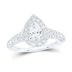 14K White Gold Pear Diamond Women's Pear Halo Bridal Wedding Engagement Ring 1 (Certified) 1 1/4 Cttw - Splendid Jewellery