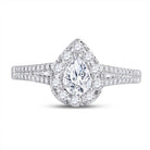 14K White Gold Pear Diamond Women's Pear Halo Bridal Wedding Engagement Ring (Certified) 1 Cttw - Splendid Jewellery