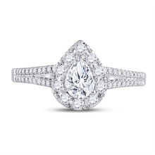 Load image into Gallery viewer, 14K White Gold Pear Diamond Women's Pear Halo Bridal Wedding Engagement Ring (Certified) 1 Cttw - Splendid Jewellery
