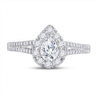 14K White Gold Pear Diamond Women's Pear Halo Bridal Wedding Engagement Ring (Certified) 1 Cttw - Splendid Jewellery