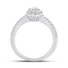 14K White Gold Pear Diamond Women's Pear Halo Bridal Wedding Engagement Ring (Certified) 1 Cttw - Splendid Jewellery