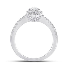 Load image into Gallery viewer, 14K White Gold Pear Diamond Women's Pear Halo Bridal Wedding Engagement Ring (Certified) 1 Cttw - Splendid Jewellery